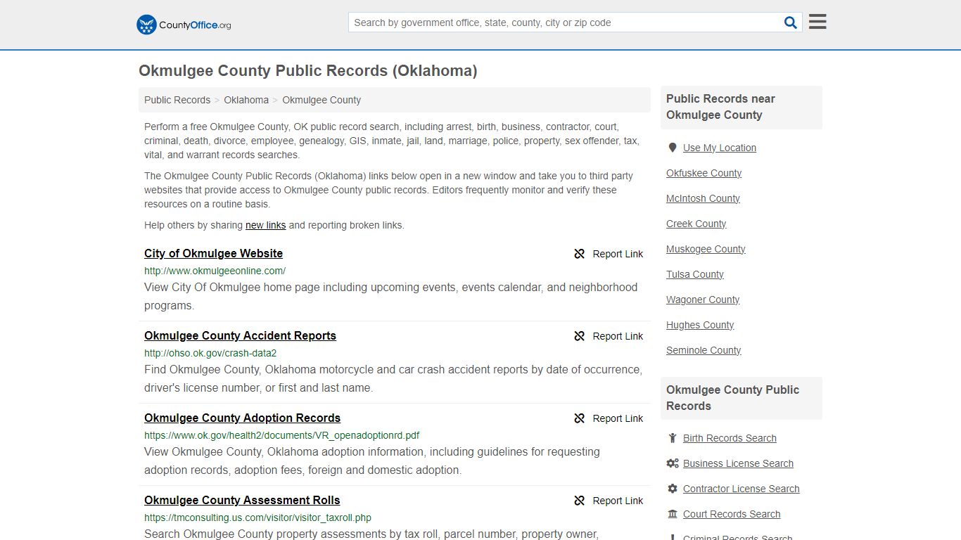 Public Records - Okmulgee County, OK (Business, Criminal, GIS, Property ...